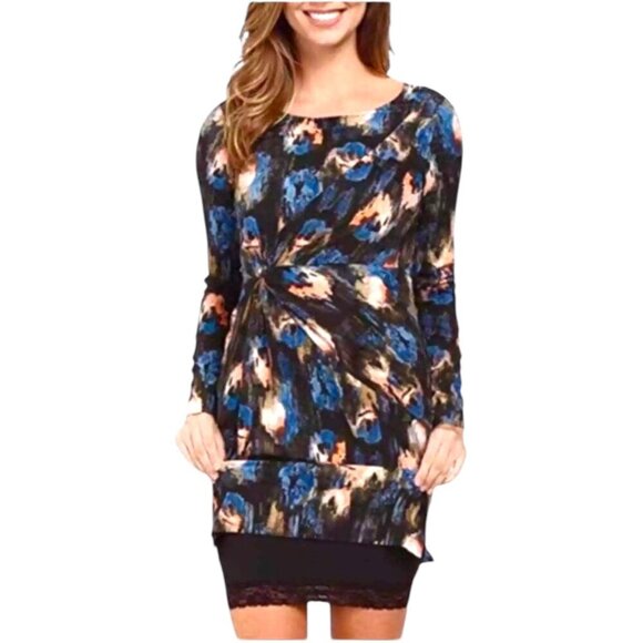 NYDJ Black Melting Ikat Twist Front Dress, Long Sleeves Women's Size 16 - Picture 13 of 13